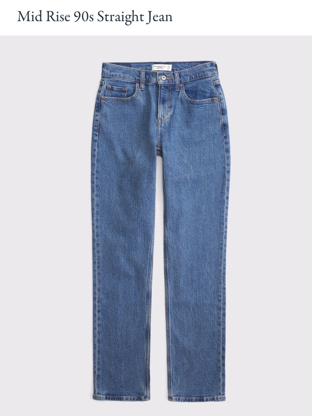 Abercrombie & Fitch 90s Straight Mid Rise Jeans - Blue Denim